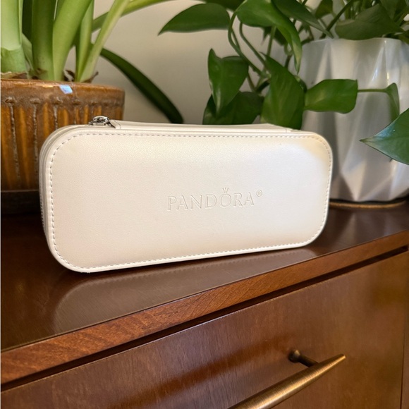 Pandora Jewelry - Pandora Cream Leather Jewelry Box Travel Case